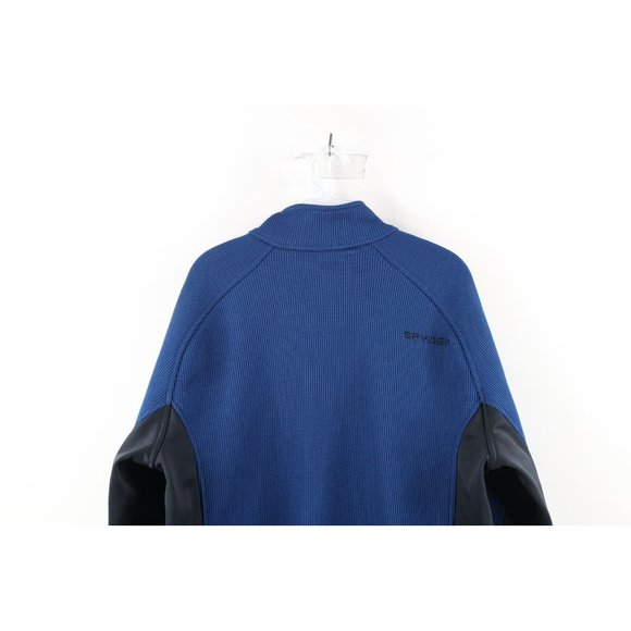 Spyder Mens XL Color Block Heavyweight Bandit Half Zip Pullover Sweater Blue - Picture 10 of 11